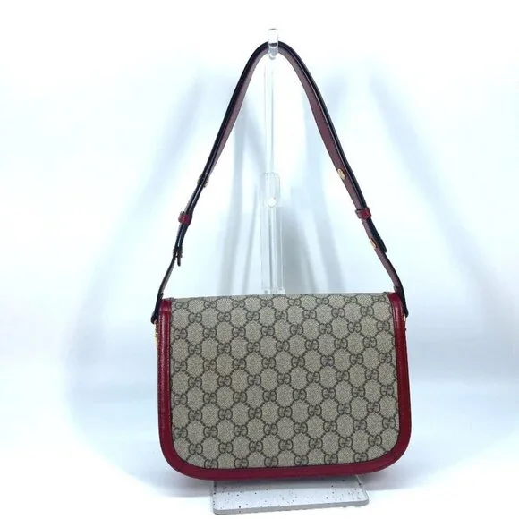 GUCCI 602204 GG Supreme Horsebit 1955 bag Shoulder Bag GG Supreme Beige/Red - Picture 13 of 16